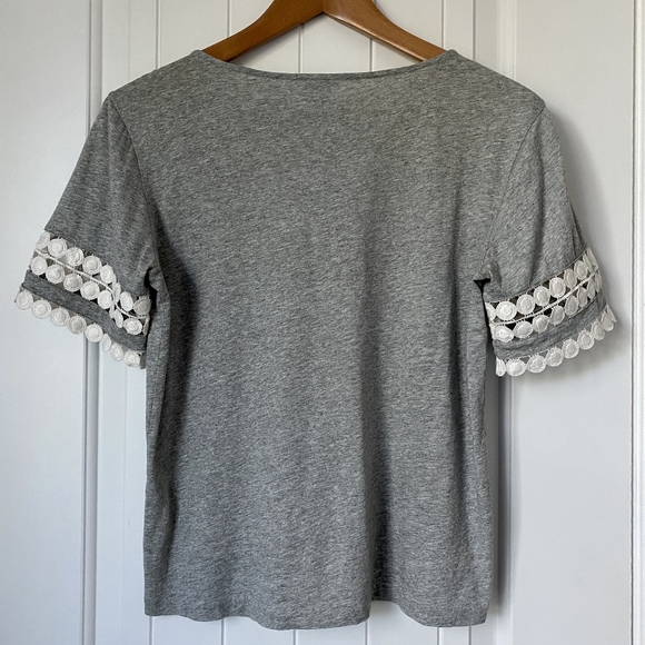 J. Crew Grey Circle Lace Embroidered Tee - Picture 2 of 3